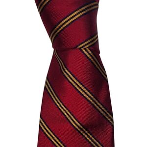 Brooks Brothers Makers Silk Necktie Men's Red Gold Striped Tie EUC